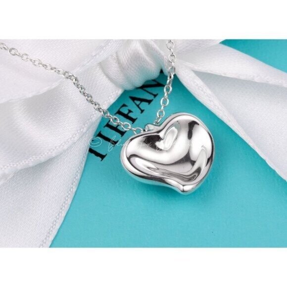 Tiffany & Co. Necklace Elsa Peretti Vintage Full Heart Pendant Sterling Silver - Picture 2 of 7